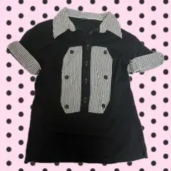 平成ギャル パンクフェアリーグランジy2kボーダーストライプシャツ