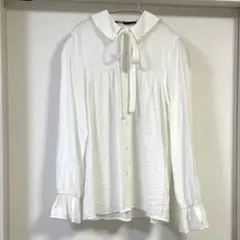 Y*U様 ZARA リボンタイブラウスS ビーズ襟