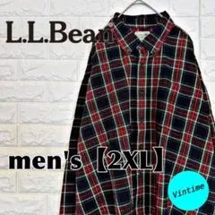 y207【L.L.Bean】長袖ネルシャツ【メンズ2XL】チェック柄