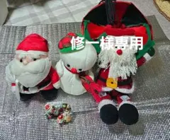 吊り下げ用サンタのオブジェと雪だるま、サンタのぬいぐるみフォトフレームセット