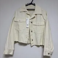 【新品未使用】ミスティウーマン アイボリー カットオフショートGジャン Fサイズ