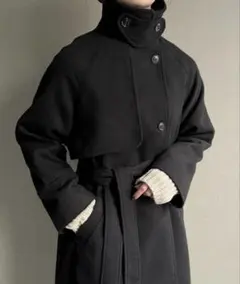 JUNOAH 2wayスタンドカラーヨークコート 黒のサムネイル