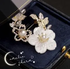 ブローチ アクセサリー パール 飾り フラワー ホワイト 卒業式 入学式 結婚式