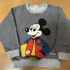 ミッキーマウス トレーナー グレー ストライプ