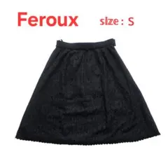 Feroux フェルゥ 花柄 レース ひざ丈スカート 黒 Sサイズ 裏地あり