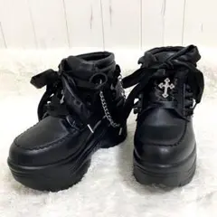〖美品〗HARAJUKU cs.T&P 厚底スニーカー リボン 十字架 チェーン