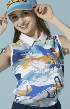 新品★ラウドマウス レディース ゴルフウェア ノースリーブ M サメ柄　シャークのサムネイル