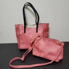 FIRANO フィラノ ピンク バイカラー トートバッグ ショルダーバッグ付