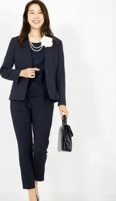 試着のみ✨ネイビーパンツスーツ セットアップ