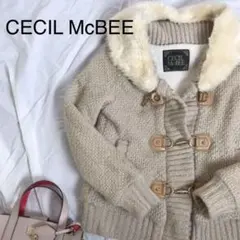 CECIL McBee ニットコート　M ベージュ　ゴールド　ダッフル　ファー.