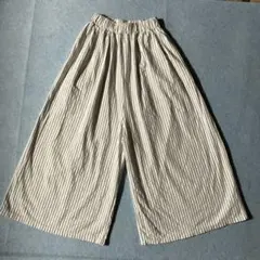 ストライプ柄 ベージュ ワイドパンツ、サイズ150