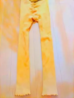キッズレギンス イエロー リブ編み
