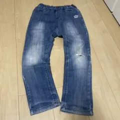 デニムパンツ クラウン刺繍付き