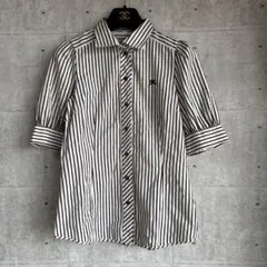 Burberry ブルーレーベル 半袖 シャツ ブラウス ストライプ 綺麗め