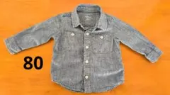 80 Baby Gap デニム風ボタンシャツ 綿100%
