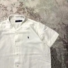 Polo Ralph Lauren オープンカラー 開襟シャツ リネン混 Lのサムネイル