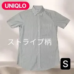 UNIQLO グレー　ストライプ半袖シャツS爽やか