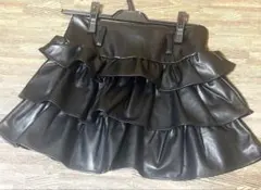 SPINNS 合皮フリルティアードミニスカート 地雷系 サブカル 黒