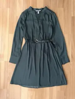 H&M オリーブグリーン 長袖ワンピース