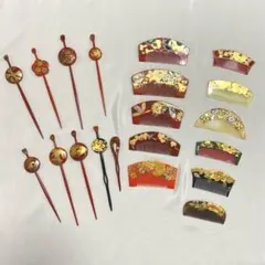20点まとめ売り 和風かんざし・櫛 金蒔絵 髪飾り アンティーク 和装