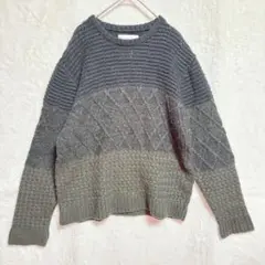 チャオパニックティピー　メンズ　グレー系グラデーションニットセーター　S