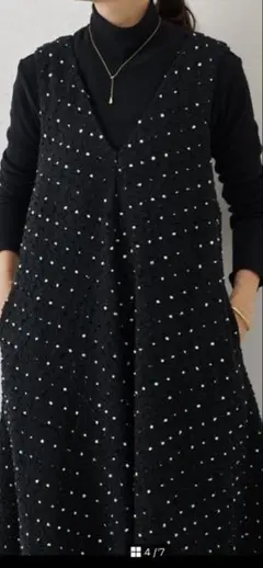 BEARDSLEY ◆ドットツイードフレアーワンピース