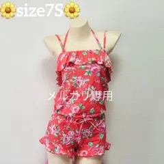 未使用に近い«7S»ローズ柄コンビニネゾン ビキニ3点set