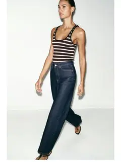【値下げ】ZARA Z1975 ハイウエストストレートロングデニムパンツ 38
