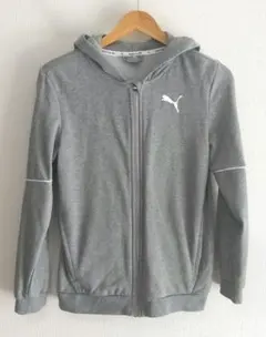 PUMA プーマ キッズ ジップアップパーカー グレー 160 ロゴプリント
