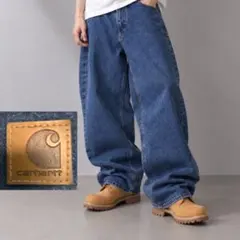 Carhartt カーハート 革タグ ブランド デニムパンツ 極太 バギーW42