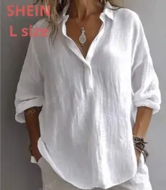 SHEIN 長袖シャツ／ホワイト　Lのサムネイル