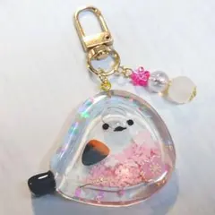 *. 匿名配送.*春のシマエナガのチャーム　桜モチーフ　ハンドメイド