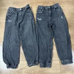 ダークグレー ダメージ加工 ジーンズ　ZARA 122㎝　双子　男女兼用