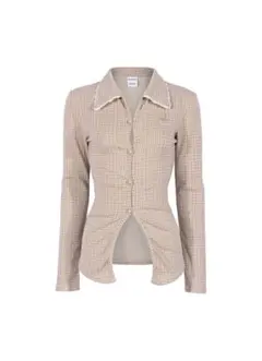 ANOTHER A ベージュ系チェック 長袖シャツ