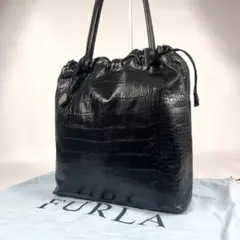 極美品】FURLA フルラ がま口 パーティーバッグ ブラック フォーマル 