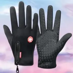 手袋 メンズ レディース　秋冬防寒 防風 撥水　グローブ スマホ対応　ブラック