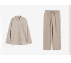 リネンブレンドシャツとパンツセットH&M