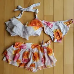 花柄フリル セパレート水着 ビキニ 3点セット 9M