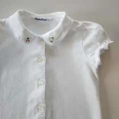 美品★現行品★90cm familiar ファミリア 白半袖ブラウス シャツ