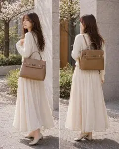 【美品】2way バッグ ハンドバッグ リュック キャメル スエード合皮切り替え