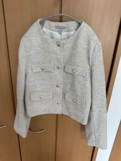 H&M ベージュ ノーカラージャケット