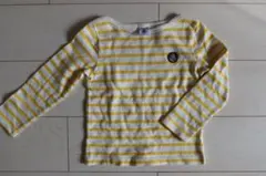 プチバトー 長袖Tシャツ ロンT 110 ボーダー 黄色 イエロー
