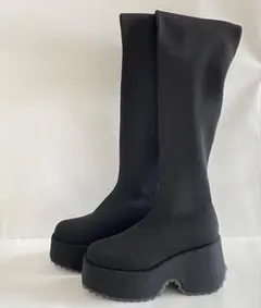 極美品✨厚底ソックス　ブーツ ニーハイ 2way ブラック　24cm 約45cmのサムネイル