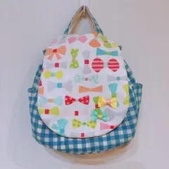 ベビーリュック　ハンドメイド　リボン　チェック