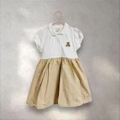 petit mainプティマイン ベア刺繍ポロワンピース 90 お出かけ服