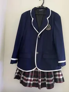 ネイビー ブレザー チェック柄 スカート セット　XXXL