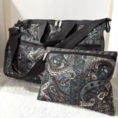 ミント様専用『美品』LESPORTSACペイズリー柄 ボストンバッグ &ポーチ