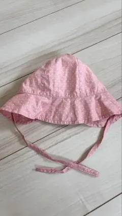 H&M ピンク 水玉模様 ベビー帽子 9-12M