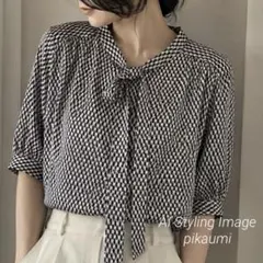 ⭐️美品⭐️アナイ⭐️ドットプリントボウタイブラウス ⭐️ドライ 