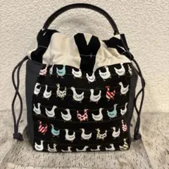 持ち手付き巾着ポーチ　ハンドメイド